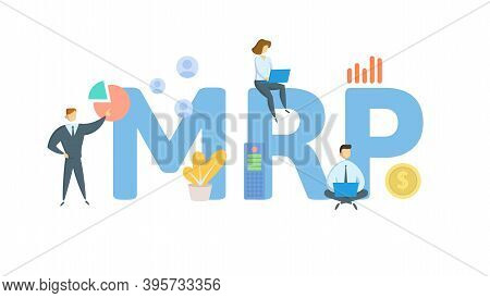 Mrp, Maximum Retail Price. Concept With Keywords, People And Icons. Flat Vector Illustration. Isolat
