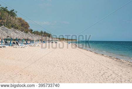 Sunny Day In Caribbean Beach Ancon In Cuba