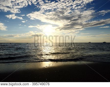 Orange Sunset On The Calm Sea