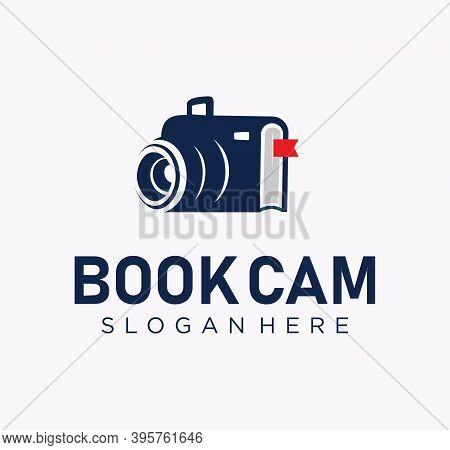 Unique Book Camera Logo Template Design Sign. Photography Book Logo Icon Design Vector Stock