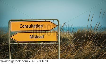 Street Sign The Direction Way To Consultation Versus Mislead