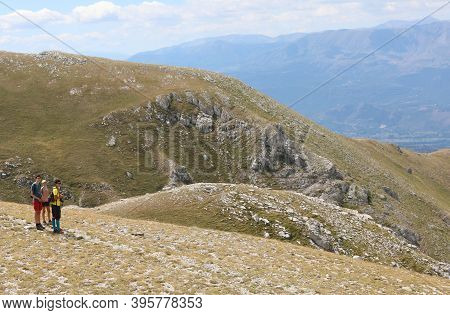 Three Young Brothers In The Mountains Of Abruzzo Near The Famous Gran Sasso Monte Degli Appennini In