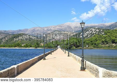 De Bosset Bridge.  The View Along De Bosset Bridge (formerly Drapano Bridge) On The Greek Island Of 