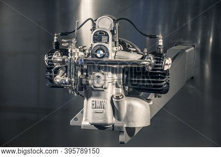 Munich/ Germany - May, 24 2019: Bmw M 2 B 15 Classic Engine Victoria Werke Nuernberg In Bmw Museum/ 