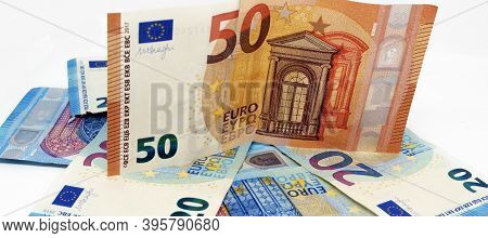Euro Banknote.pile Of Paper Euro Banknote.euro European Currency - Money.euro Cash Background.