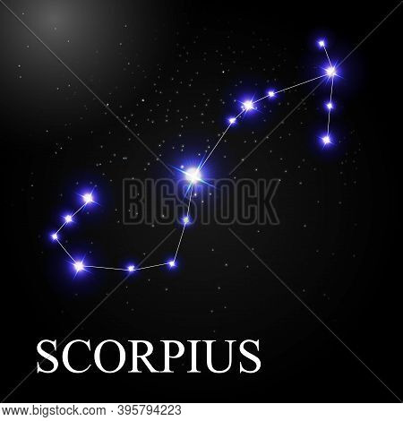 Scorpius Zodiac Sign With Beautiful Bright Stars On The Backgrou