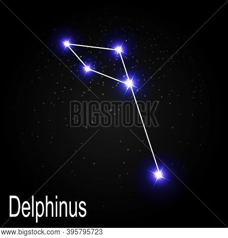 Delphinus Constellation With Beautiful Bright Stars On The Backg