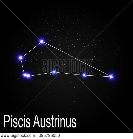 Piscis Austrinus Constellation With Beautiful Bright Stars On Th