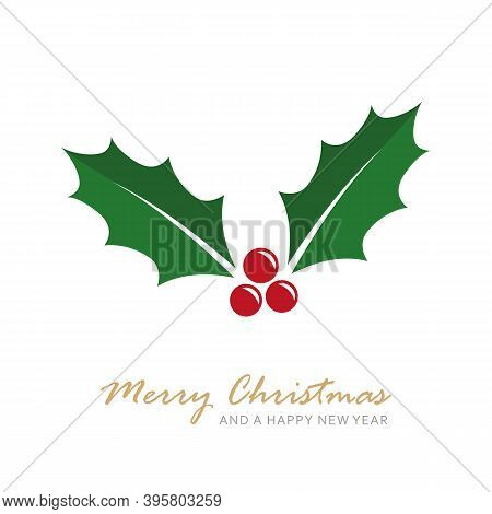 Christmas Holly Berry Isoladet On White Vector Illustration Eps10