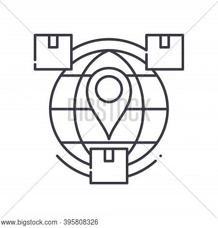 Distribution Icon, Linear Isolated Illustration, Thin Line Vector, Web Design Sign, Outline Concept 