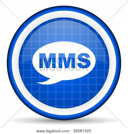 mms บลูไอคอนมันบนพื้นหลังสีขาว