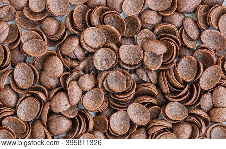 Brown Sweet Chocolate Corn Flakes Background.healthy Food.