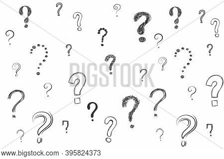 Question Mark - Hand Drawn Symbol. Hand Drawn Signs Interrogation, Scribble Symbols. Cartoon Sketch 