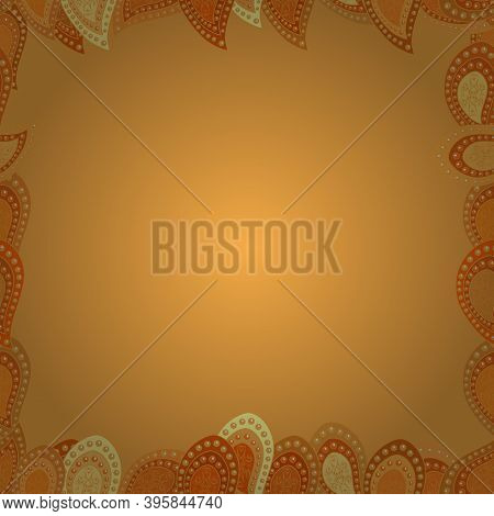 Vector. Seamless. Foursquare Frames Doodles. Picture In Orange, Yellow And White Colors.