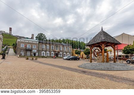 Checiny, Poland - September 06, 2020: Historic Well On The Market Of The Old Town.