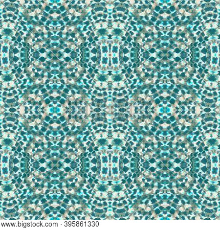 Seamless Snake Skin Pattern. Trendy Safari Illustration. Reptile Leather Wild Print. Turquoise And G