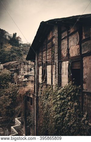 Old building closeup in Xiahao Old street in Chongqing, China.