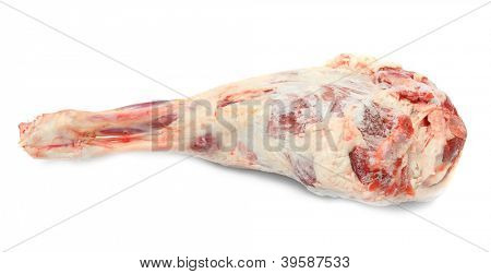  Lammfleisch auf weißem Hintergrund. Gesunde Ernährung - Quelle von Proteinen.