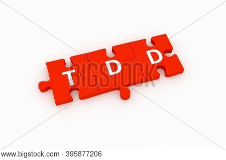Tdd Puzzle Concept White Background 3d Render Illustration