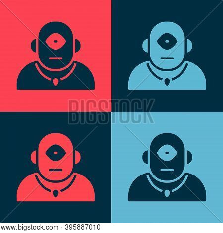 Pop Art Cyclops Icon Isolated On Color Background. Vector
