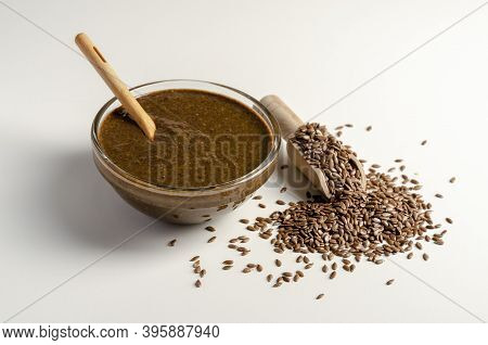 Traditional Dagestani Paste Urbach. Flaxseed Urbech. Superfood Vegan Diet.