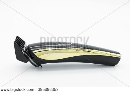 Close-up View Of The Cordless Electric Hair Clipper Isolated On The White Background.
