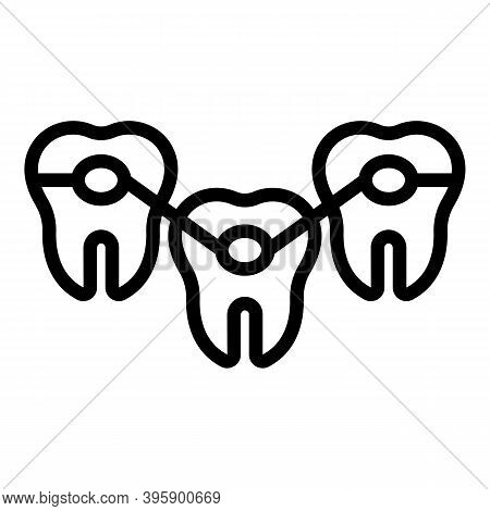 Tooth Baces Icon. Outline Tooth Baces Vector Icon For Web Design Isolated On White Background