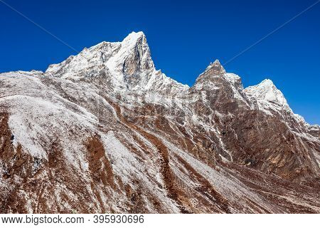 Taboche And Cholatse Mountains In Everest Region Of Nepal