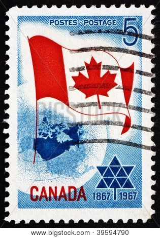 Estampilla bandera de Canadá Canadá 1967 mundo