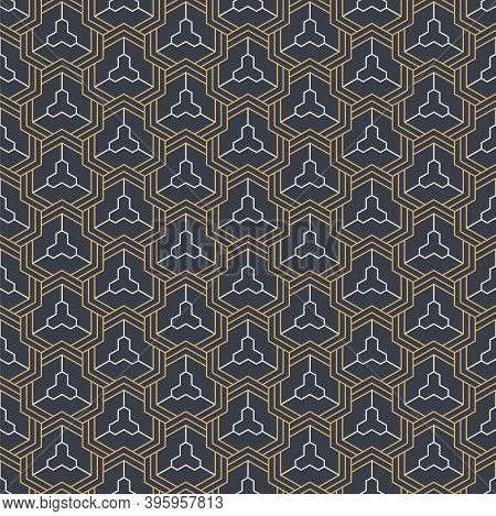 Abstract Seamless Pattern. Modern Stylish Texture. Linear Style. Geometric Tiles With Triple Hexagon