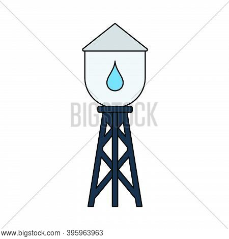 Water Tower Icon. Editable Outline With Color Fill Design. Vector Illustration.