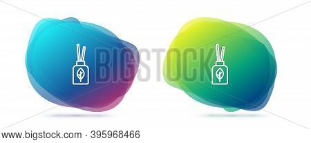 Set Line Aroma Diffuser Icon Isolated On White Background. Glass Jar Different With Wooden Aroma Sti