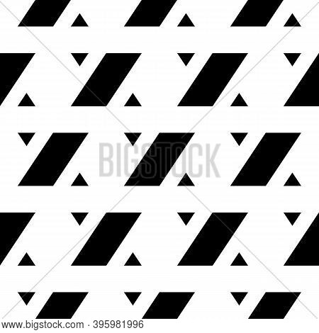 Seamless Vector. Triangles, Parallelograms Background. Quadrangular, Triangular Shapes Backdrop. Geo