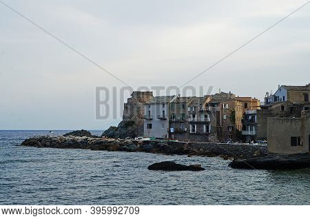 View Of Port Plaisance And Tower. Erbalunga, Corsica. August 12, 2020. Editorial Photo