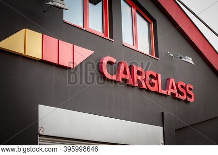 Belgrade, Serbia - October 25, 2020: Carglass Logo Ion Their Workshop. Carglass Is A Belgian Chain O