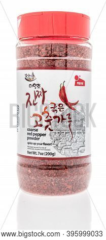 Winneconne, Wi -10 November 2020:  A Package Of Haitai Coaurs Red Pepper Powder On An Isolated Backg