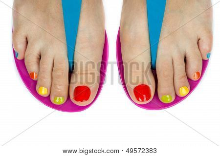 Beautiful Female Feet With A Pedicure Color