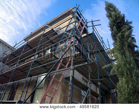 Scaffolding For Old Building