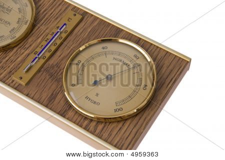Detalje af Barometer med termometer
