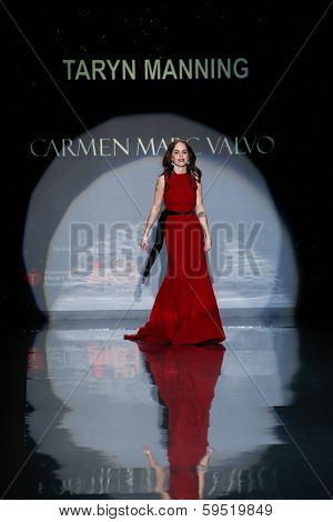 NEW YORK-FEB 6: Actress Taryn Manning wears Carmen Marc Valvo at The Heart Truth Red Dress Collection show during Mercedes-Benz Fashion Week at Lincoln Center on February 6, 2014 in New York City.