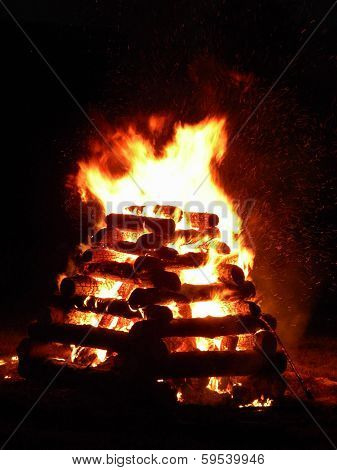 Bonfire in the village of SASA. Commemoration of the liberation village.