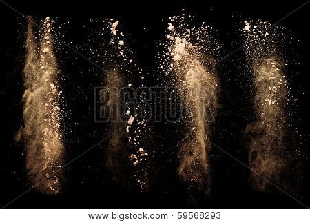 Isolated make-up powder on black background