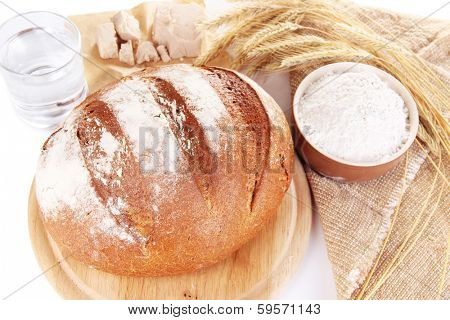 Composition with rye bread close up