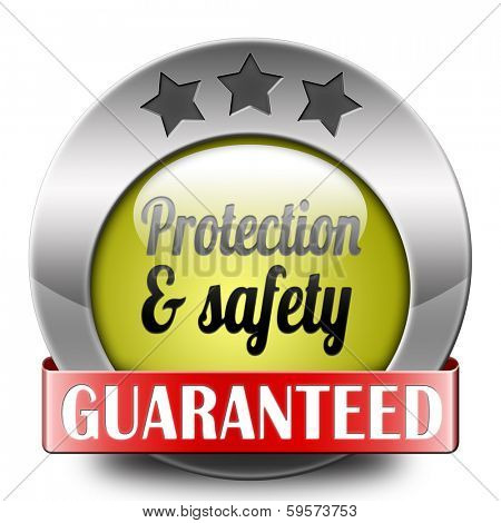 protection and safety first label or sign protect data privacy and personal info security guaranteed
