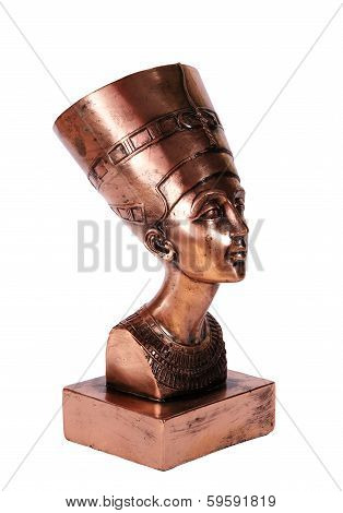 Statuette Of Egyptian Queen Nefertiti On White Background