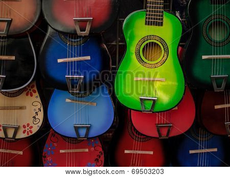 Colorful Guitars At Olvera Street