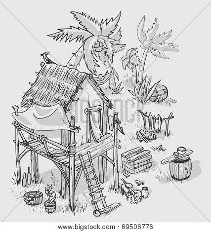 Wooden hut