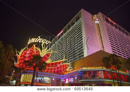 Neon sign in the front of Flamingo Las Vegas Hotel and Casino