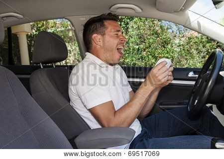 Man Sneezing In Car