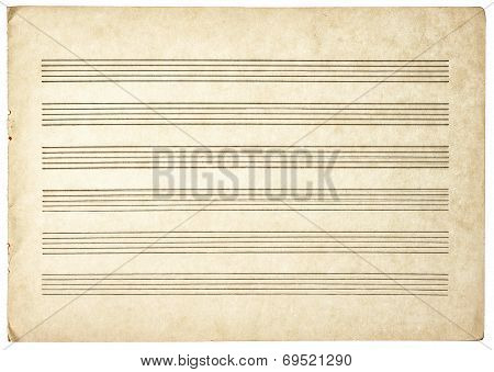 Grungy Blank Paper Sheet For Musical Notes
